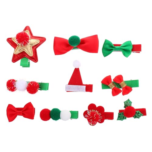 Healeved 10 Stück Teiliges Weihnachts Haarclip Set mit Schleifen und Sternen Weihnachtsdeko für Festliche Anlässe und Outfits von Healeved