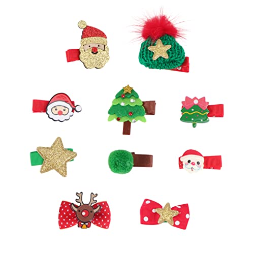 Healeved 10 Stück Teiliges Weihnachts Haarspangen Set Cartoon Haarklammern für Mädchen Weihnachtlich Festlich Haarschmuck Bequem für Party Alltag und Feierlichkeiten von Healeved