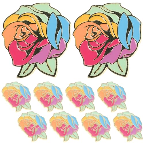 Healeved 10 Stück süße Blumen-Mantelnadeln, Blumenbroschen, Metall, Rose, Anstecknadel, Schmuck für Frauen, Hochzeit, Emaille, Blumen-Accessoire von Healeved