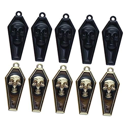 Healeved 10 Teiliges Halloween Metall Schädel Charms Dekorative Diy Anhänger für Halsketten Schmuckherstellung Robustes Metall Einzigartiges Design Vielseitig für Armbänder und von Healeved