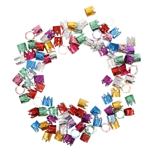Healeved 100 Stück Haarschmuck für Zöpfe Dreadlock Ringe aus Aluminium Krone Geformte Haardeckung Vielseitige Haaraccessoires für Party und Alltag Einfach zu Verwenden Langlebig und von Healeved