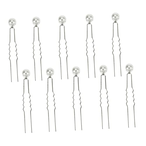 Healeved 10St Braut Haarnadel Hochzeit Haarspange Hochzeitskopfschmuck Retro-Haar Hochzeitshaar Perlen Tiara haarschmuck haircharm perlen haarspangen perlen haarnadeln haar topper Weiß von Healeved