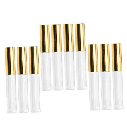 Healeved 10stücke Leere Lipgloss-tuben Gold Rundröhren Aus Kunststoff Für Frauen Labial Glair Kosmetiktuben Mit Transparentem Tubenkörper Für Unterwegs von Healeved