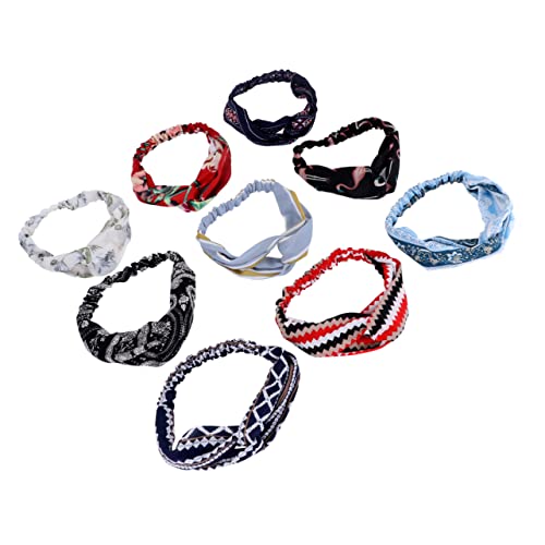 Healeved 10stücke Teiliges Bohemia-stil Haarbänder Mit Kreuzdesign Elastische Und Bedruckte Kopfbedeckungen Für Damen Für Sport Freizeit Und Reisen von Healeved
