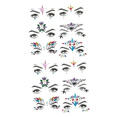 Healeved 12stücke Gesichtsdiamant Aufkleber Selbstklebende Strasssteine Für Festival Party Und Körperkunst Glitzernde Dekoration Für Makeup Und Kostüme von Healeved