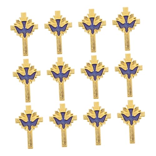 Healeved 12 Stück Kreuz Anstecknadeln Taubenbrosche Beerdigungs Brustnadeln Taubenkreuzbänder Emaille Legierungsbroschen Für Rucksack Kleidung Taschen Hüte von Healeved
