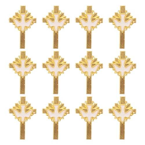 Healeved 12 Stück Kreuz Anstecknadeln Taubenbrosche Beerdigungs Brustnadeln Taubenkreuzbänder Emaille Legierungsbroschen Für Rucksack Kleidung Taschen Hüte von Healeved