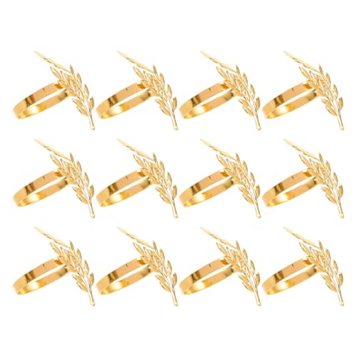 Healeved 12 Stück Serviettenringe Mit Weizenblättern Runde Serviettenhalter Schnallen Für Herbst Bauernhaus Halloween Weihnachten Hochzeit Urlaub Festival Tischdekoration von Healeved