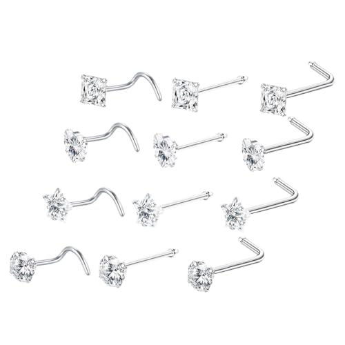 Healeved 12 Stück Teiliges Förmiges Nasenpiercing Schmuck aus Edelstahl mit Funkelnden Zirkonia Komfortabel und Langlebig Modisches Körperornament für Damen und Herren von Healeved