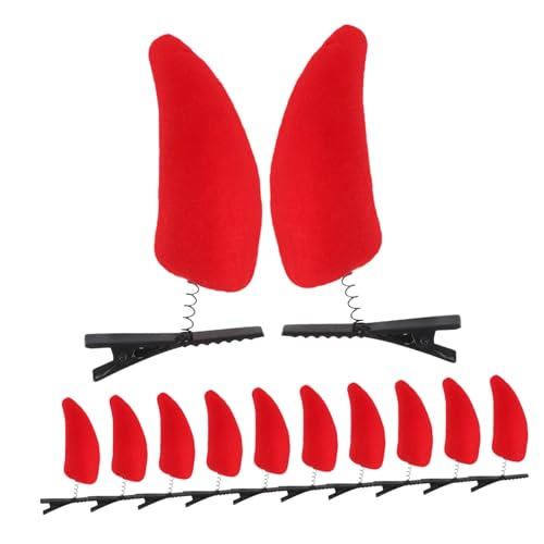Healeved 12 Stück Teiliges Gothic Kuhhorn Haarklammern Halloween Haarschmuck Langlebig Robust Vielseitig für Damen Mädchen Cosplay Kostüm Zubehör Modisch für Haare Kleidung Hüte von Healeved