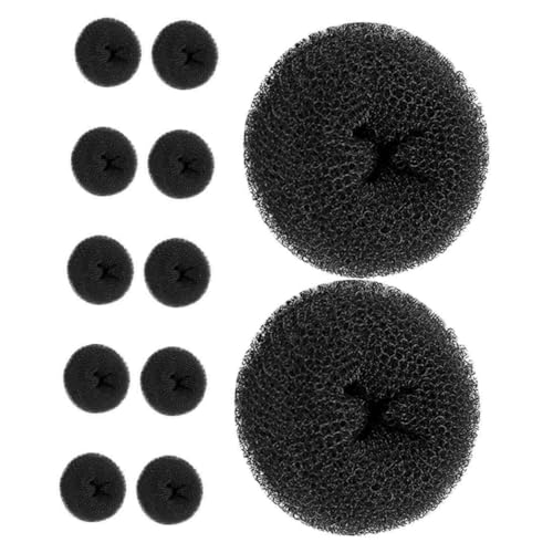 Healeved 12 Stück Teiliges Haardutt Elastischer Großer Donut Duttformer Leichter und Tragbarer Haarknotenmacher für Damen Sicherer Vielseitig für Reisen Büro und Alltag Stilvolles Schwarz von Healeved