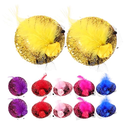 Healeved 12 Stück Teiliges Mini hut Haarspangen mit Federn und Pailletten Dekorative Fascinators für Frauen Hautfreundlich Vielseitig für Hochzeiten Partys Fotoshootings und Kostüme von Healeved