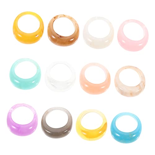 Healeved 12 Stück Teiliges Set Retro Harzringen für Damen Bunte Acrylringe Chunky Finger Ringe Hochwertigem Resin Einzigartiger Schmuck für Besondere Anlässe und von Healeved