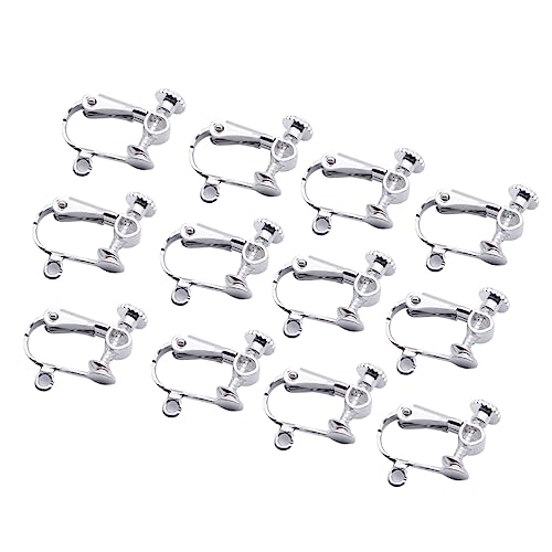 Healeved 12 Stück Teiliges Silberfarbener Ohrclips mit Loch Non Pierced Ohrschmuck zum Basteln Leichte Langlebige Ohrclips für Damen Vielseitig für Alltag Party und Arbeit Geeignet von Healeved