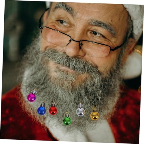 Healeved 12 Stück Weihnachts Bartklammern Bunte Glänzende Weihnachtskugel Bart Ornamente mit Sicherem Clip für Männer Bartdekoration Weihnachten Party Zufällige Farbe Zufällige Farbe von Healeved