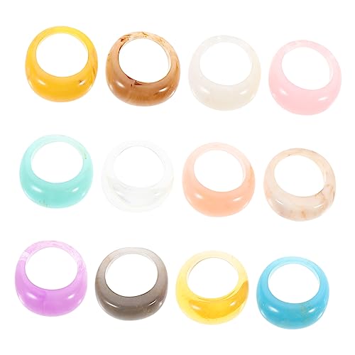 Healeved 12Stücke Harz Fingerringe für Frauen Retro Chunky Ringe im Geometrischen Design für Partys Robust Langlebig Perfektes von Healeved