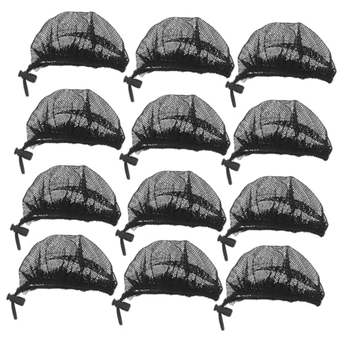 Healeved Haarknoten-abdeckung 12 Stück Ballett-haarnetz Wiederverwendbar Tanz-haarnetz Weiches Netzgewebe Ordentlicher Dutt-organizer Schwarz Großer Elastischer Kordelzug von Healeved