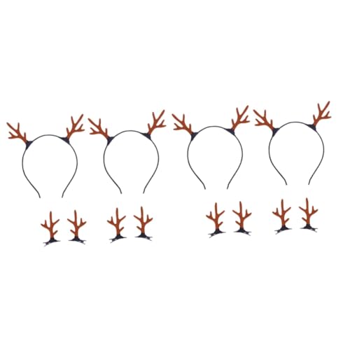 Healeved 12stücke Antler Design Haaraccessoires Für Weihnachten Graue Geweih-stirnbänder Und Braune Haarspangen Für Cosplay Partys Und Festliche Anlässe von Healeved