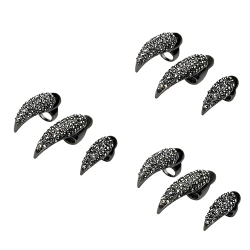 Healeved 15 Stück 3 gotische Fingerringe pieces costumes fancy dress Stücke swor Ringe für Männer falsche Fingernägel falsche Nagelklaue Fingerspitzen Punk falsche Nägel Adlerklaue Mann von Healeved