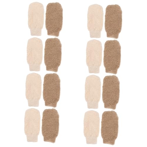 Healeved 16 Stk Badehandschuhe exfoliating glove exfoliate gloves saubere Handtücher Handschuhe schrubben Badewannenreiniger Handtuch Badetücher für zu Hause Duschtücher Gittergewebe Jute von Healeved