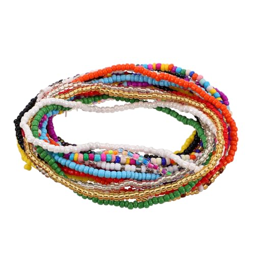 Healeved 17stücke Perlenfußkettchen Für Damen Handbesticktes Boho-Armband Elastische Glasperlen-Kette Trendiges Fußkettchen Für Erwachsene Sommerfestes Stretch-Design Für von Healeved