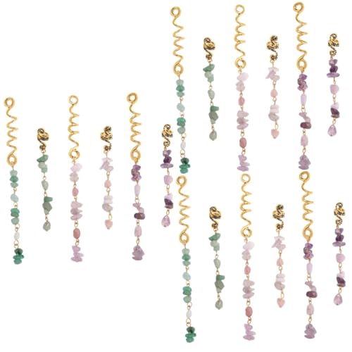 Healeved 18 Stck. Teiliges Dreadlock Schmuck aus Natürlichem Stein Langlebige Haarklammern für Zöpfe und Dreadlocks Leichte Verstellbare Haarspiralen für Männer und Frauen Modischer von Healeved