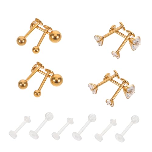 Healeved 18 Stück Teiliges Labret Lippenpiercing aus Rostfreiem Edelstahl mit Funkelnden Zirkonia Ohrsteckern Hautfreundlich Langlebig Modisch für Damen und Herren von Healeved