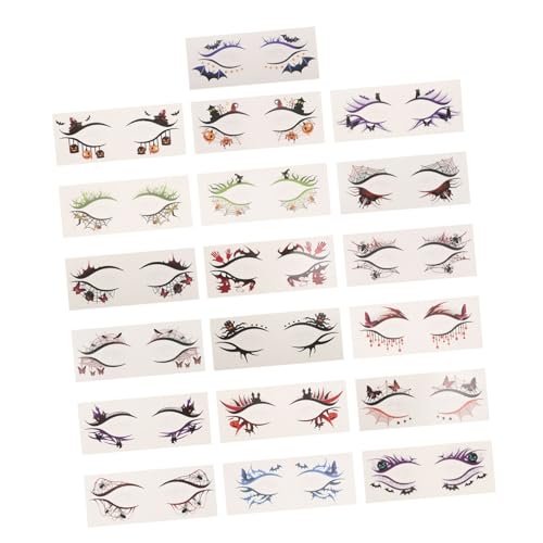 Healeved 19 Stück Teiliges Halloween Make-up Wasserdichte Augen-make-up Sticker mit Kürbis Spinnennetz Totenkopf Fledermaus Motiven Hautfreundlich und Einfach zu Entfernen für Party von Healeved
