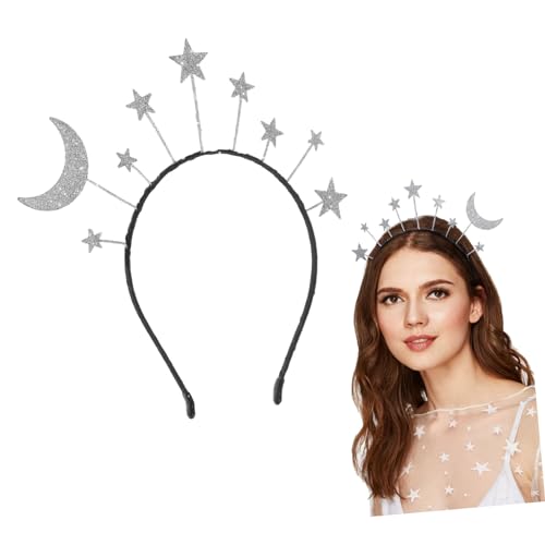 Healeved Stern Mond Haarband Glitzerndes Stirnband für Erwachsene Strapazierfähiges Material Vielseitig für Cosplay Kostümparty Geburtstag und Weihnachtsfeier von Healeved
