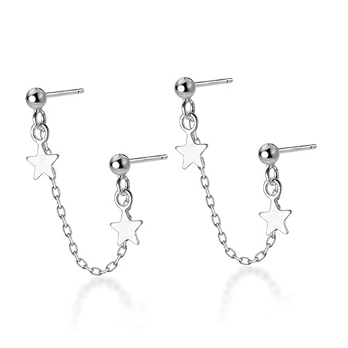 Healeved Silber Double Piercing Ohrringe Mit Stern Design Hängende Ohrringe Für Damen Hypoallergen Für Geburtstage Und Jubiläen von Healeved
