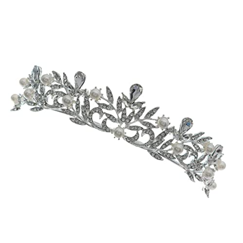 Healeved 1Stk Perlenkrone graceling dirndl elegant hochzeitshaar schmuck prinzessinnen krone Haarschmuck für Frauen Strass-Krone Kronenkopfschmuck Haarreifen aus Strass Legierung Silver von Healeved