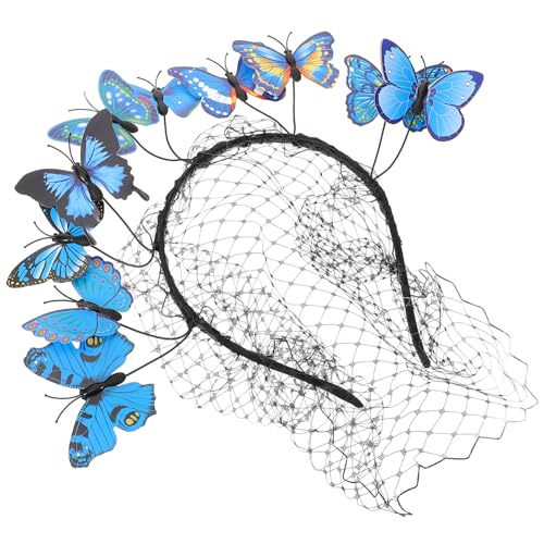 Healeved 1stück Braut Haarnetz Mit Schleier Und Schmetterlingsdesign Für Hochzeiten Partys Und Fotoshootings Stilvolles Damen-haarband Blau Langlebig Und von Healeved