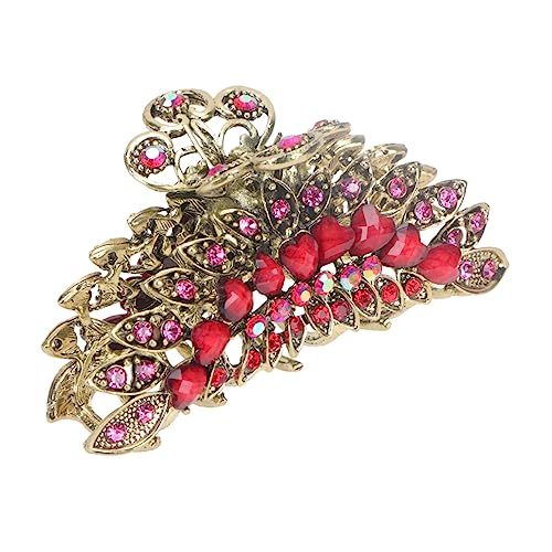 Healeved Retro Haarspange Strass Verwendung Pferdeschwanz Clips Mode Kiefer Clip Mädchen Haar Zubehör Rot von Healeved