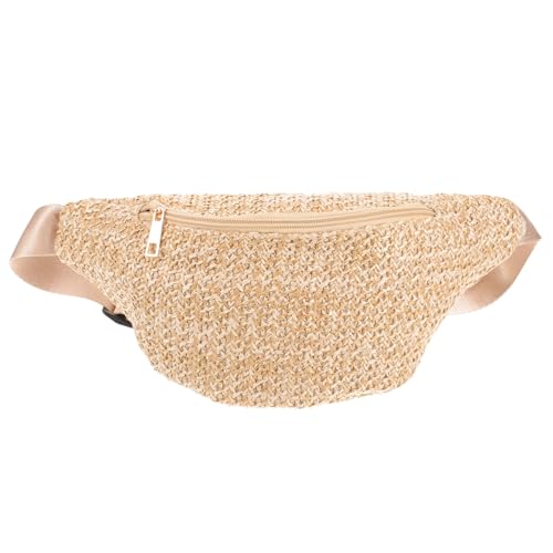 Healeved Hüfttasche Aus Imitationsstroh Sommerliche Bauchtasche Woven Cross-Body Bag Brusttasche Für Damen Tasche Beutel Für Reisen Und Alltag von Healeved