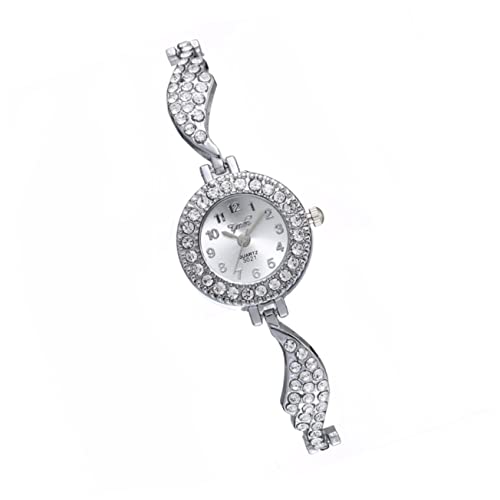 Healeved 1Stück Exquisite Armbanduhr Für Damen Silberne Quarz Uhr Mit Design Bangle Uhr von Healeved