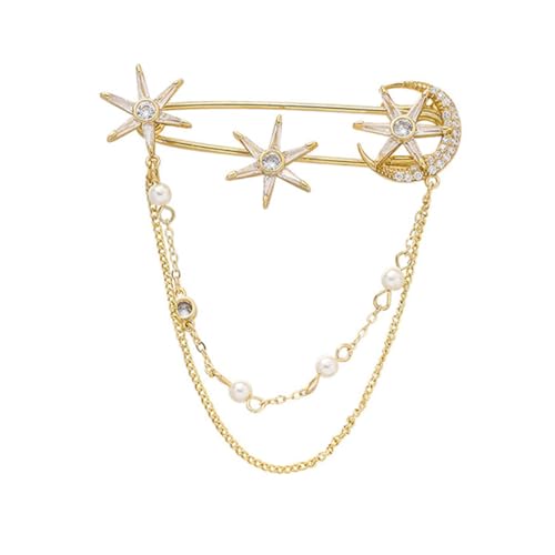 Healeved Brosche mit Kette für Damen Stilvolle Anstecknadel Glänzende Deko für Kleidung und Accessoires Kreative Brustnadel für Besondere Anlässe von Healeved
