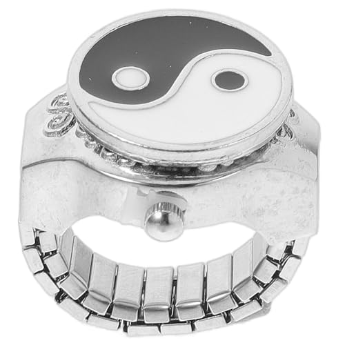 Healeved 1Stück Metall Fingerring Uhr im Tri Grams Design Verstellbare Fingeruhr für Herren Damen Stilvolles Festivalgeschenk Langlebig Praktisch Verarbeitung Leicht von Healeved