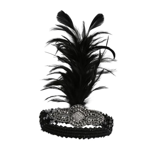 Healeved 1Stück Schwarzes Haarband Mit Eleganten Federn Empfindliches Stirn Kopfstück Für Damen Stilvoller Kopfschmuck Für Hochzeiten Partys Besondere Anlässe von Healeved
