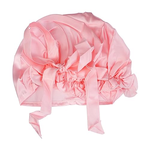 Healeved 1stück Seiden Schlafmütze Mit Schleifen-design Für Damen Atmungsaktive Nachtmütze Maulbeerseide Zartem Lichtrosa Schützt Haar Und Sorgt Für Einen Erholsamen Schlaf von Healeved