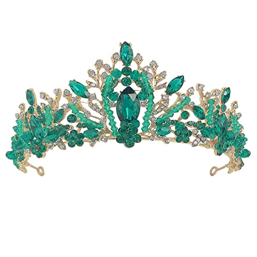 Healeved 1stk Kristallkrone Kronen Für Frauen Smaragd Geburtstag Abschlussball Tiara Für Frauen Juwelen Diademe Für Frauen Festzugskronen Goldener Formeller Schmuck Rot Pfau Legierung Green von Healeved