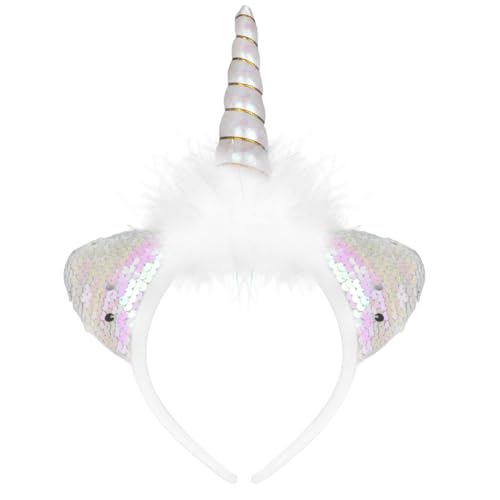 Healeved 1stk Leuchtendes Einhorn-stirnband Party-flash-kopfschmuck Geführter Haarreif Led-stirnband Für Party-kopfschmuck Lustiger Haarreif Geführtes Stirnband Stoff Weiß von Healeved
