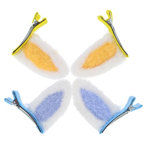 Healeved 2 Paare Hasenohr Haarspangen Für Mädchen Plüsch Haarklammern in Blau Und Gelb Süßes Haaraccessoire Für Kinder Für Ostern Und Besondere Anlässe von Healeved