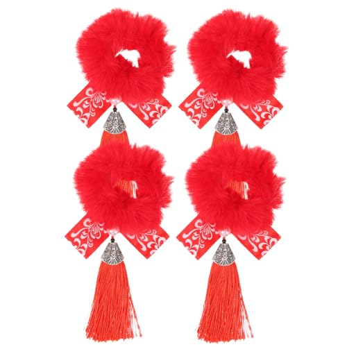 Healeved 2paare Süße Festival-haarbänder Mit Quasten Rote Chinesische Haarschmuck Für Neujahr Für Erwachsene Für Partys Und Festliche Anlässe von Healeved