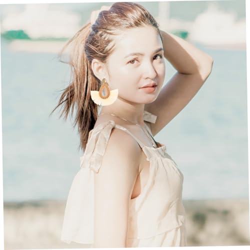 Healeved 2 Paare Boho Rattan Ohrringe Damen Tropfen Ohrschmuck Leicht Langanhänger Sommer Strand Schmuck Geschenk von Healeved