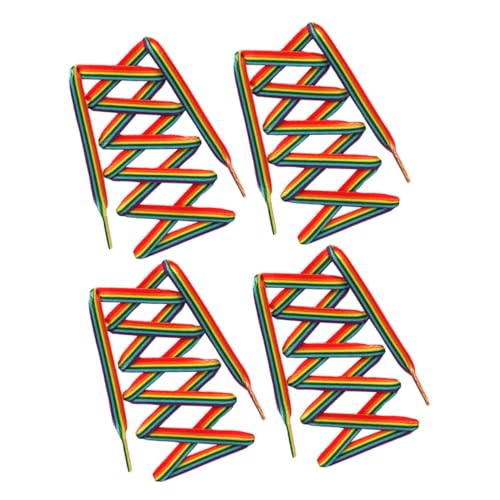 Healeved 2 Paare Bunte Regenbogen Schnürsenkel Flach Reißfest Sportschnürsenkel für Damen Herren Ersatz Schnürbänder für Sneaker High Tops und Freizeitschuhe von Healeved