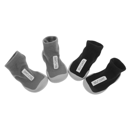Healeved 2 Paare Erste Lauflernschuhe Weiche Socken Schuh Kombination Rutschfeste Atmungsaktive Babysocken für Neugeborene Unisex Krabbelschuhe mit Flexiblem Weichem Sohlenmaterial von Healeved