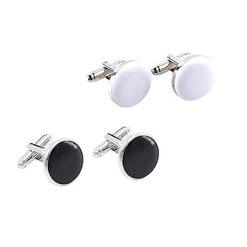 Healeved 2 Paare Herren Manschettenknöpfe Legierung Stilvolle Praktische Cufflinks für Hemden Schwarz und Weiß für Formelle Anlässe und Partys von Healeved