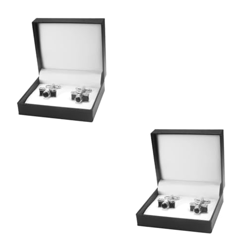 Healeved 2 Paare Manschettenknöpfe Herren Kamera Design Stilvolle Cufflinks mit Box für Festliche Anlässe Langlebig und Komfortabel Accessoires für Anzug und Hemd von Healeved