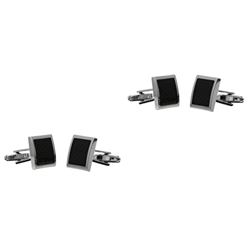 Healeved 2 Paare Manschettenknöpfe Herren Quadratische Silberne Cufflinks im Französischen Stil Elegantes Hemd Zubehör für Geschäftsfreunde und Familie von Healeved