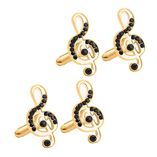 Healeved 2 Paare Note Cufflinks für Herren Manschettenknöpfe mit Strasssteinen Schicke Musiknoten Designs für Langlebige für Besondere Anlässe Tägliche Nutzung von Healeved
